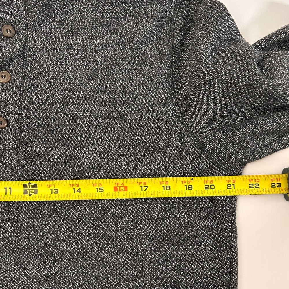 Marine Layer Mens L Charcoal Gray Speckled Henley Pullover 1/4 Button Sweatshirt - Picture 7 of 8